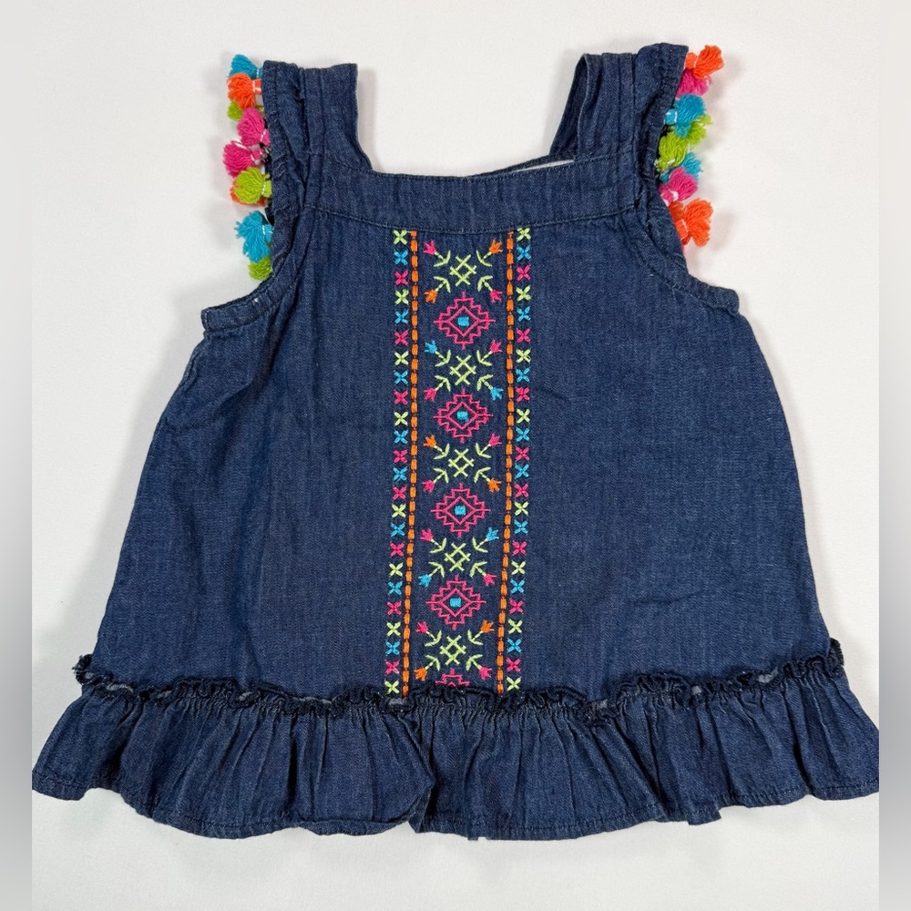 KIDS HEADQUARTERS Baby Girls’ Chambray Bohemian Floral Southwestern Blouse 6-9M‎